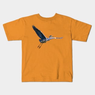 Grey Heron in flight Kids T-Shirt